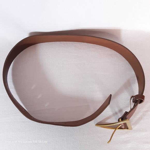 Womens Fashion Belt with Triangle Buckle Small Waist Wide Coffee Brown Strap" - Picture 5 of 10
